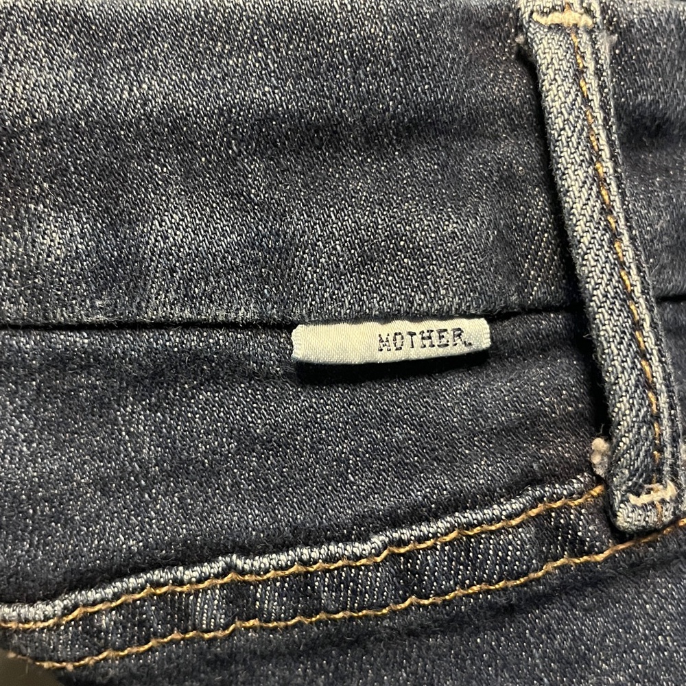 MOTHER womens Distressed Dark Blue Skinny Jeans - Picture 8 of 8